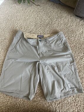 Patagonia Light Gray Men's Flat-Front Outdoor Shorts